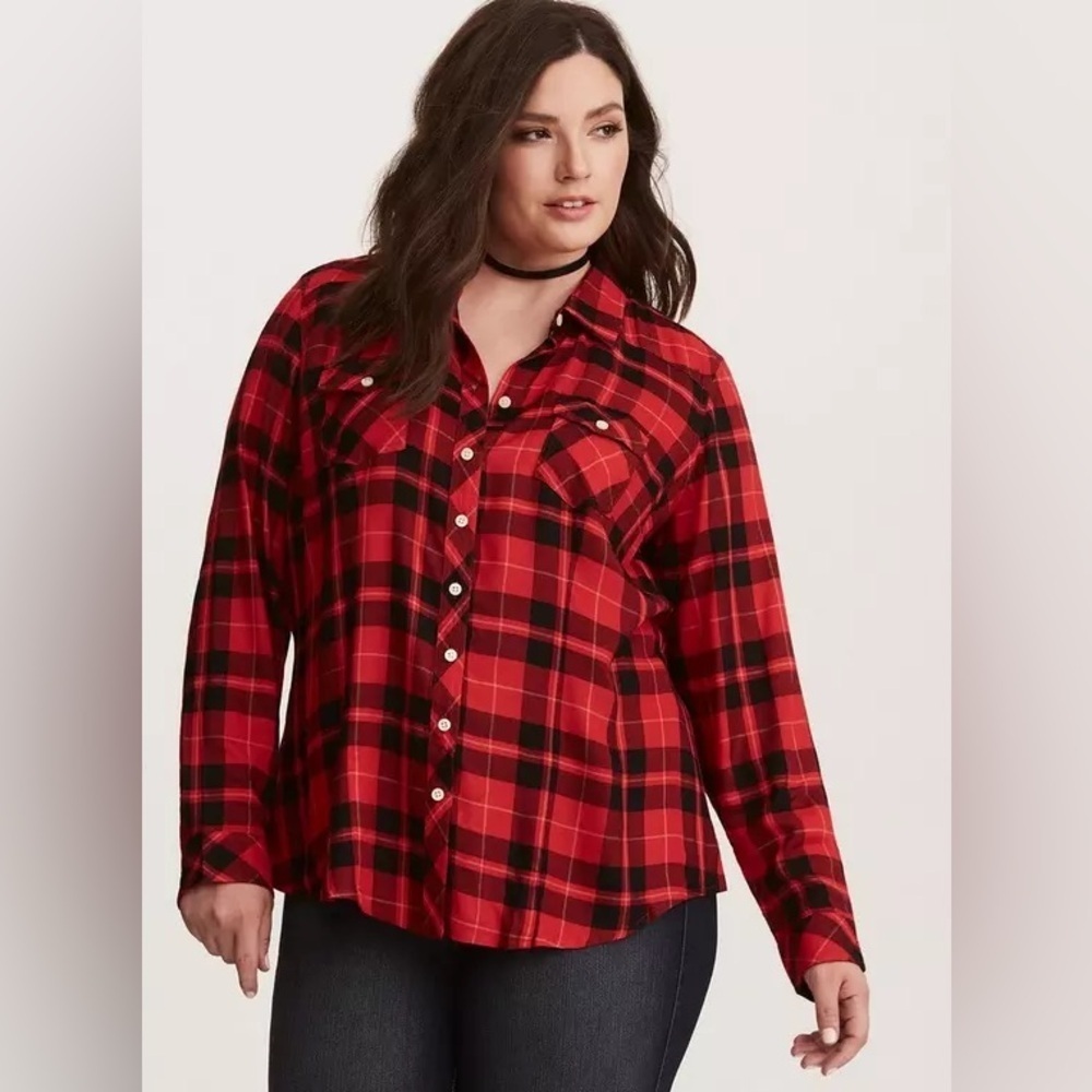Torrid Challis Button-Down Long Sleeve Shirt Size 1x